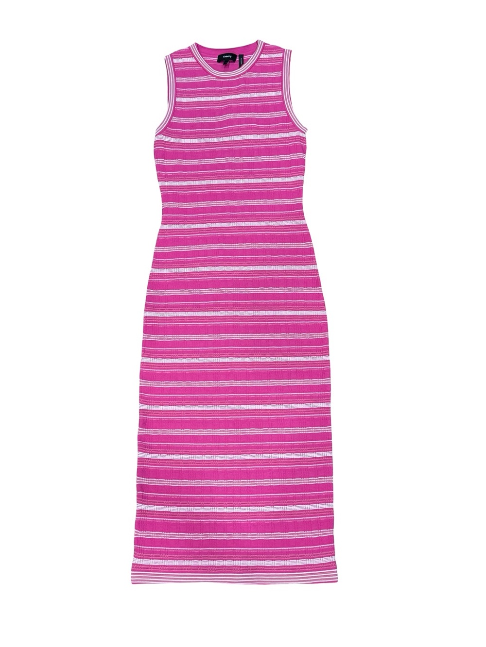 ๐ NWT Theory Carnation Multi Stripe Rib Knit Midi Tank Dress XS Sweater Crepe - Picture 4 of 14